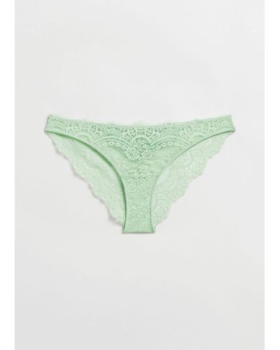 & Other Stories Satin Lace Briefs - Green