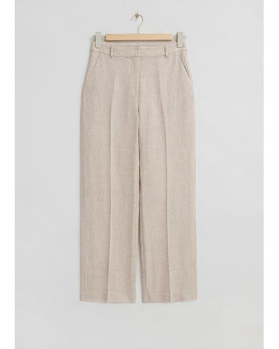 & Other Stories Straight Press Crease Linen Trousers - Natural