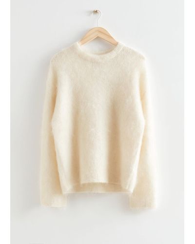& Other Stories Fuzzy Knit Sweater - White