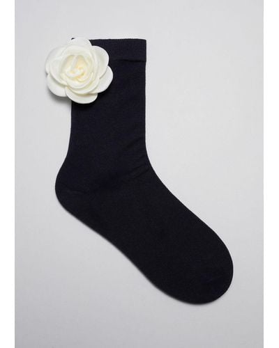 & Other Stories Rose Appliqué Socks - Blue