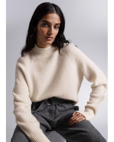& Other Stories Mock Neck Wool Sweater - Natural