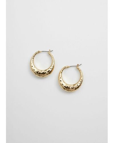 & Other Stories Hammered Hoop Earrings - White