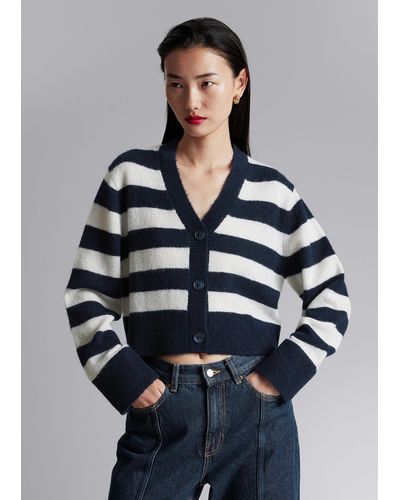 & Other Stories Cropped Knit Cardigan - Grey