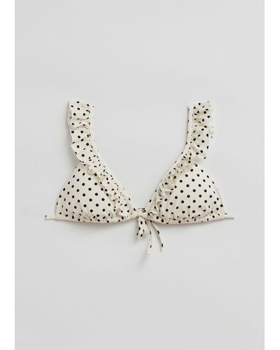 & Other Stories Frilled Triangle Bikini Top - White
