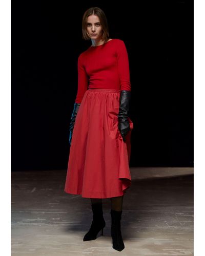 & Other Stories A-line Midi Skirt - Red