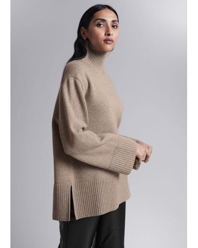 & Other Stories Oversized Turtleneck Merino Sweater - Natural