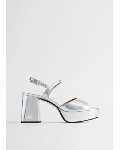 & Other Stories Flared Heel Platform Sandals - White