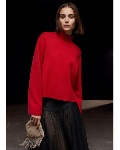 & Other Stories Boxy Turtleneck Knit Jumper - Red