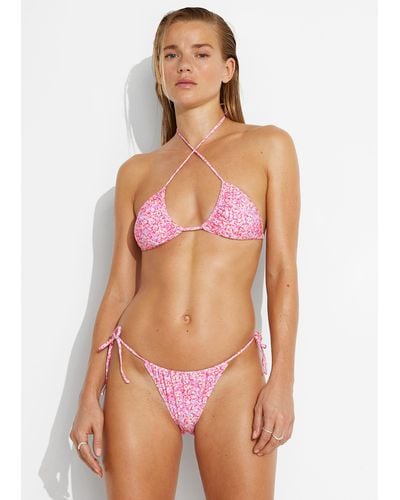 & Other Stories Halterneck Triangle Bikini Top - Pink