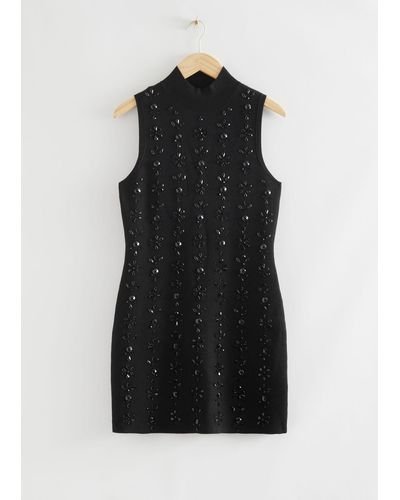 & Other Stories Bead Embellished Mini Dress - Black