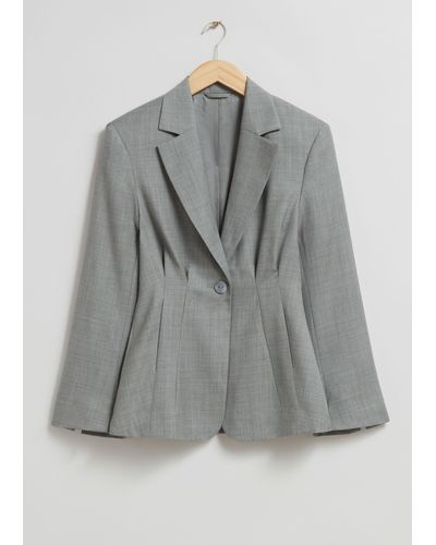 & Other Stories Pleated Blazer - Gray