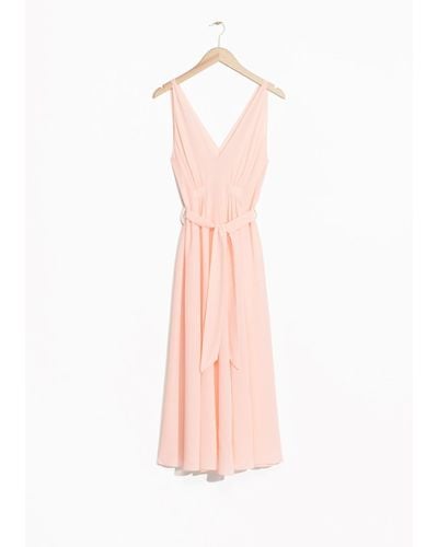 & Other Stories Sleeveless Silk Dress - Pink