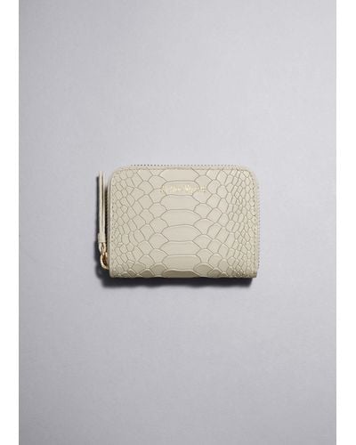 & Other Stories Snake Embossed Leather Wallet - White
