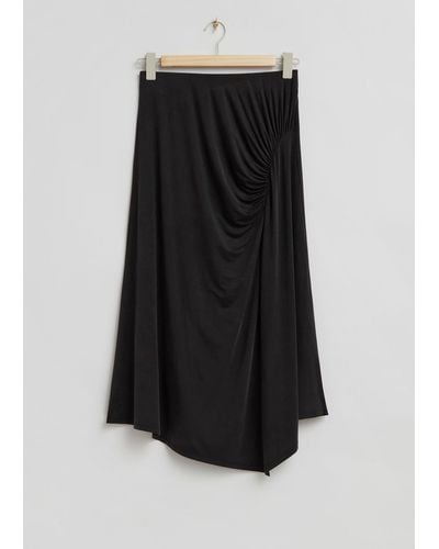 & Other Stories Draped Stretch-jersey Midi Skirt - White