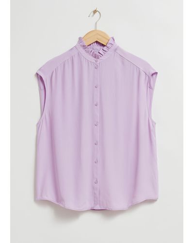& Other Stories Frilled Collar Blouse - Purple
