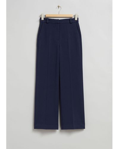 & Other Stories Wide Press Crease Trousers - Blue