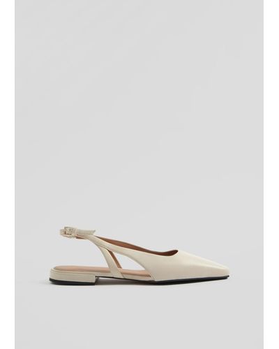& Other Stories Slingback Leather Ballet Flats - White