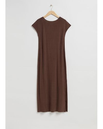& Other Stories Loose-fit Cupro Jersey Dress - Brown