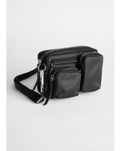 & Other Stories Nylon Multi Pocket Crossbody Bag - Black