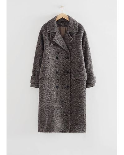 & Other Stories Oversized Double-breasted Coat - Grey