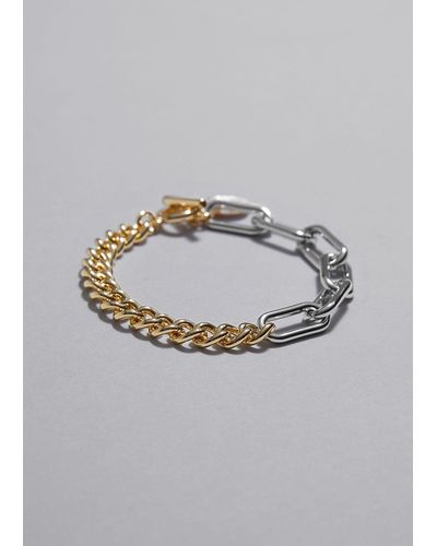 & Other Stories Mixed Metal Pearl Bracelet - Grey