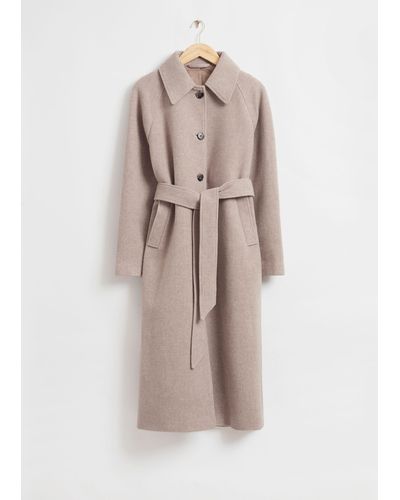 & Other Stories Relaxed Wool Blend Coat - Natural