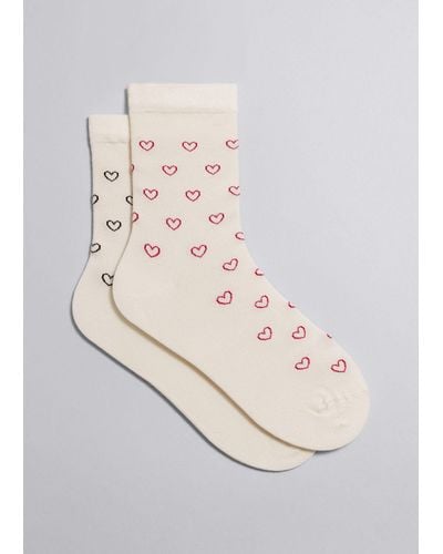 & Other Stories 2-pack Heart Motif Socks - Natural