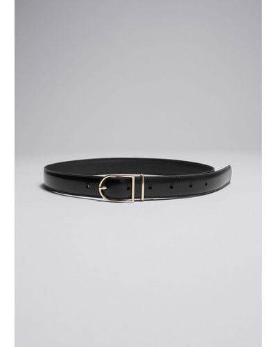 & Other Stories Leather Belt - Grey
