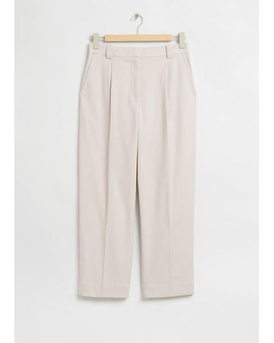 & Other Stories Pleated Straight Leg Pants - White
