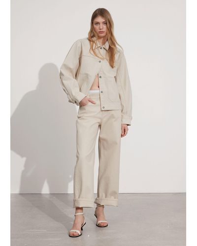 & Other Stories Wide Textured Trousers - Natural