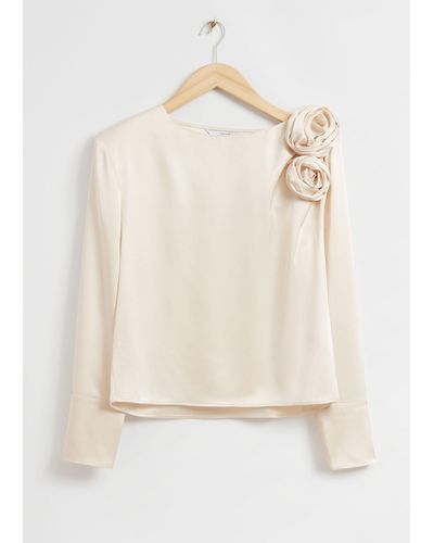 & Other Stories Rose-appliqué Blouse - White