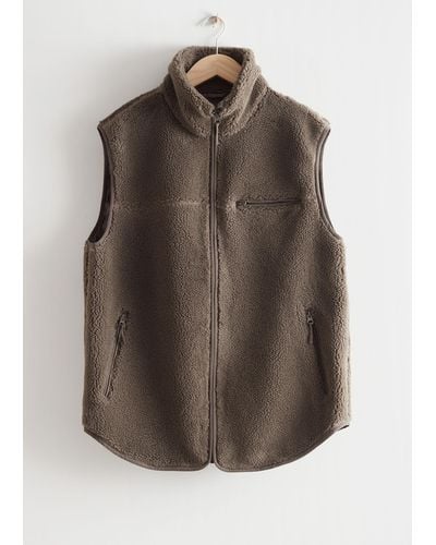 & Other Stories Oversized Pile Zip Vest - Natural