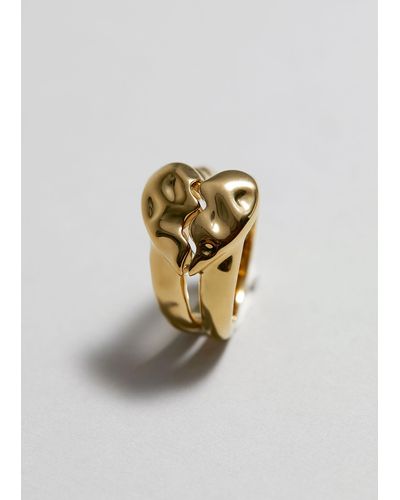 & Other Stories Shared Heart Rings - Metallic