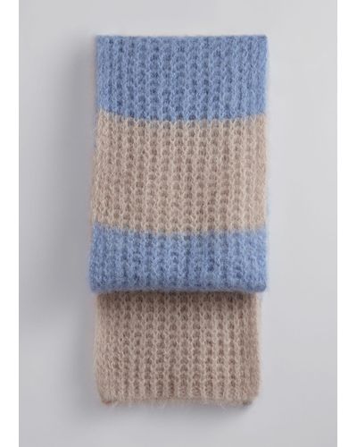 & Other Stories Striped Alpaca-blend Scarf - Blue