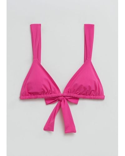 & Other Stories Triangle Bikini Bow Top - Red