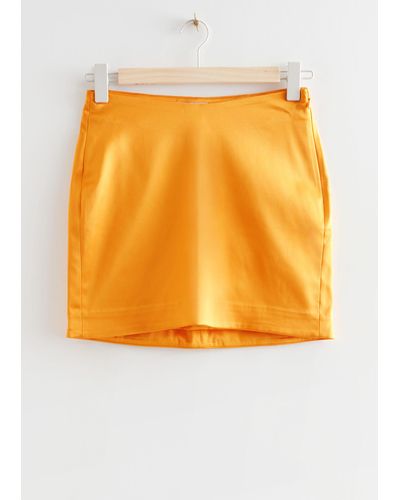 & Other Stories Fitted Satin Mini Skirt - Yellow