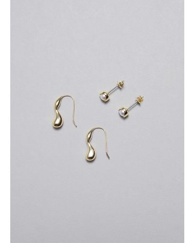 & Other Stories Freshwater Pearl Earrings Set - Blue
