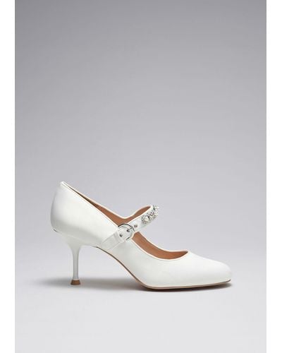 & Other Stories Embellished Satin Court Shoes - White