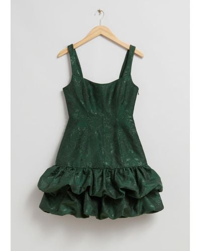 & Other Stories Sleeveless Bubble Mini Dress - Green
