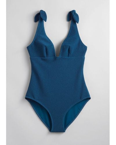 & Other Stories Bow-detailed Swimsuit - Blue