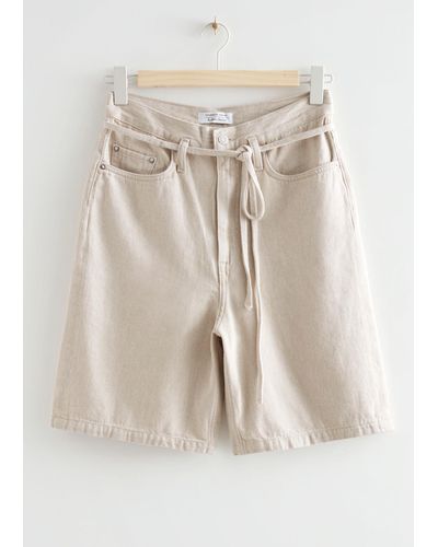 & Other Stories Paperbag Denim Shorts - Natural