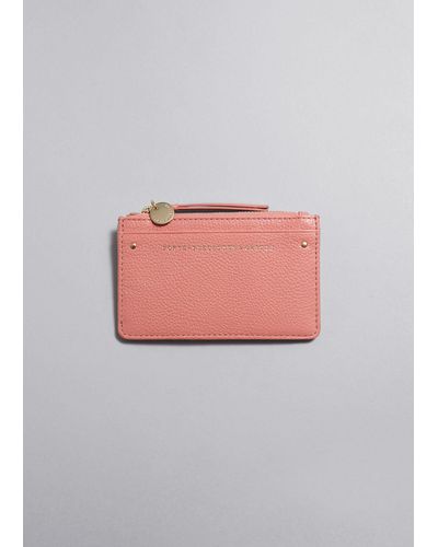 & Other Stories Leather Card Wallet - Pink