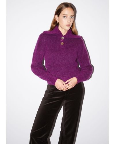 & Other Stories Collared Knit Sweater - Purple