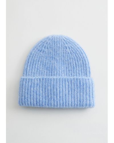 & Other Stories Wool Blend Beanie - Blue
