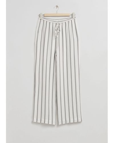 & Other Stories Relaxed-fit Straight Drawstring Trousers - White