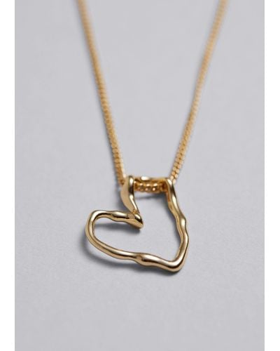 & Other Stories Heart Pendant Chain Necklace - White