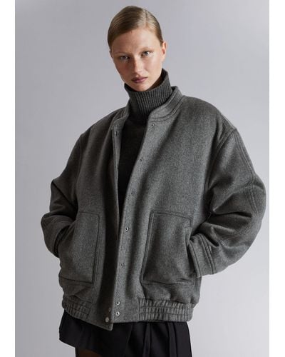 & Other Stories Oversized Wool Jacket - Grey