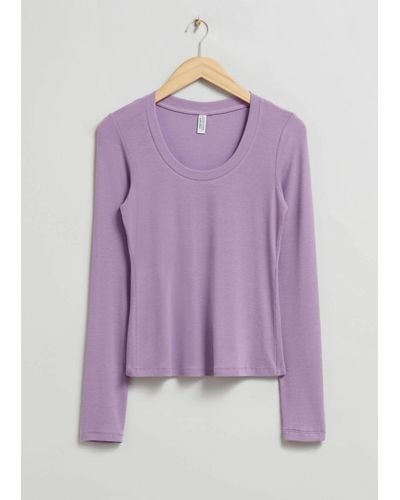 & Other Stories Scooped Neck Top - Purple