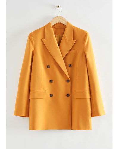 & Other Stories Relaxed Double-breasted Tailored Blazer - Orange