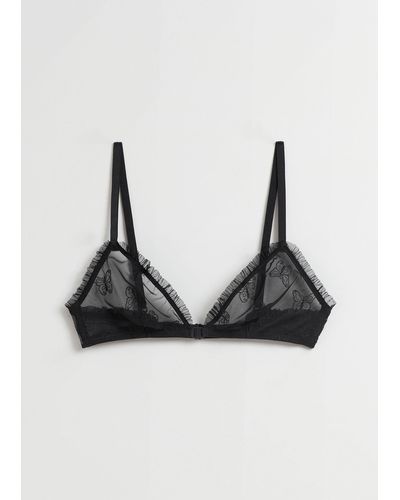 & Other Stories Sheer Butterfly Soft Bra - Black